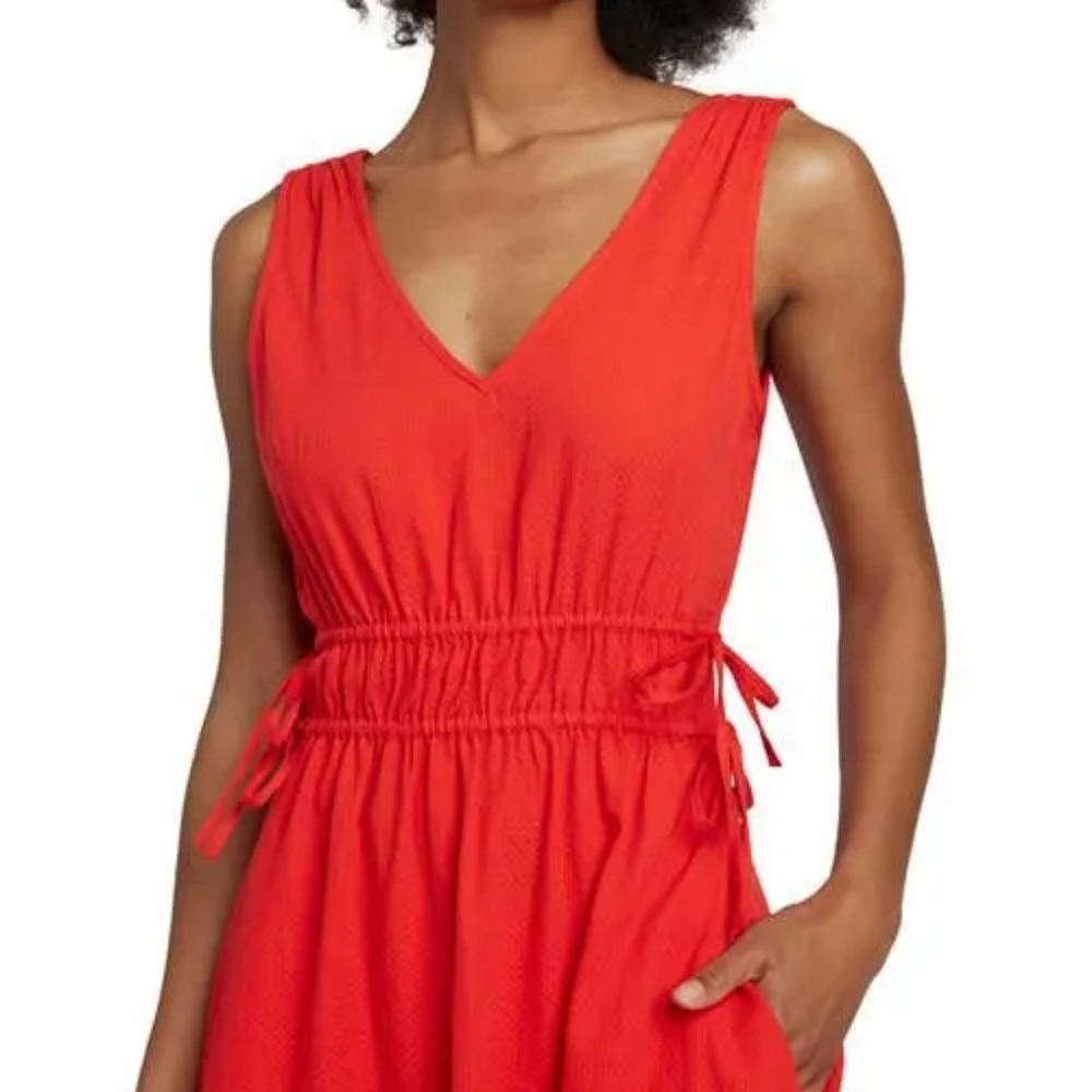 Faherty Brand sandbar Organic Cotton maxi dress Red Sleeveless Size Medium - Picture 2 of 11